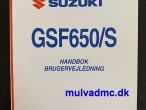 Manual, Instruktionsbog til Suzuki GSF 650 S Bandit