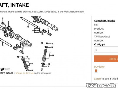 Cam shaft intake Suzuki