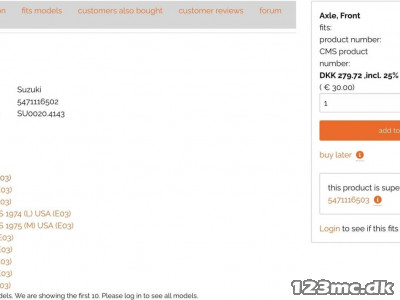 Suzuki TS Forhjuls Axel