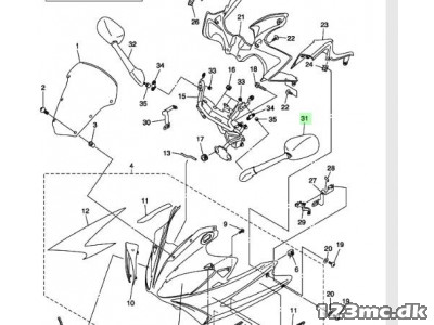 Original Spejl - Yamaha FZ6-S2